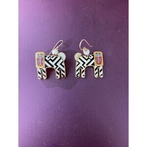 Laurel Burch Earrings ZZZEBRA Lion Zebra Dangle Earrings VTG